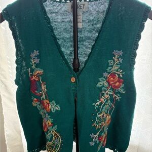 Koret Teal Floral Embroidered Women's Cardigan